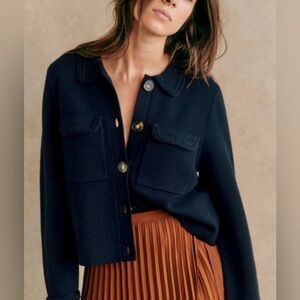 Sezane Navy Blue Cardigan